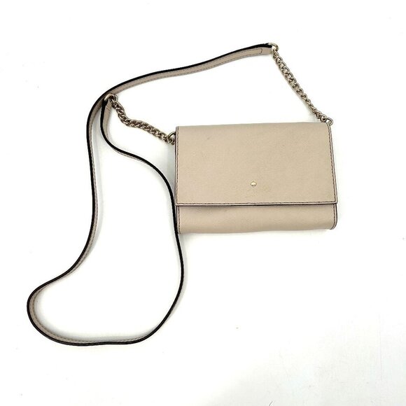 KATE SPADE *Flawed* Cream Brynn Crossbody Leather Small Flap Purse Bag - Picture 1 of 10